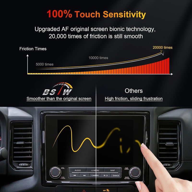 BSTW for 2022 Nissan Frontier Screen Protector for 2022-2024 Frontier S/SV/SL/PRO-4X/PRO-X 8-In Touchscreen Pickup Truck Accessories Anti Glare Tempered Glass Protective Film (Frontier 8/9-In Matte) - Image 5